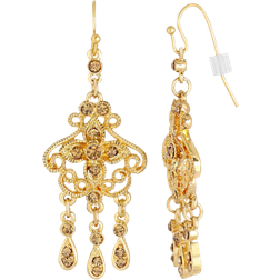 1928 Jewelry Chandelier Earrings - Gold/Brown