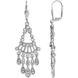 1928 Jewelry Chandelier Earrings - Silver/Transparent