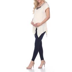 White Mark Women's Myla Embellished Tunic Maternity Top Coral Pink