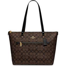 Coach Gallery Tote In Signature Canvas - Gold/Brown Black