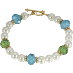 1928 Jewelry Simulated Beaded Bracelet - Gold/White/Green/Blue