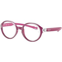 Ray-Ban Junior Rb9075 Kids Transparent On Rubber Fuchsia Clear Lenses Polarized 37-16 Transparent On Rubber Fuchsia 37-16