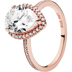 Pandora Sparkling Teardrop Halo CZ Ring - Rose Gold/Transparent