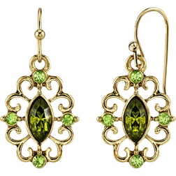 1928 Jewelry Round Drop Earrings - Gold/Green