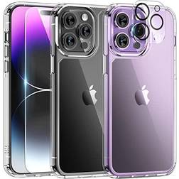 Tauri Shockproof Slim Case + Screen Protector + 2 Camera Lens Protectors for iPhone 14 Pro 2-Pack