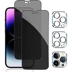 Pehael Anti-Spy Tempered Glass Film Privacy Screen Protector with Camera Lens Protector for iPhone 14 Pro Max 2-Pack