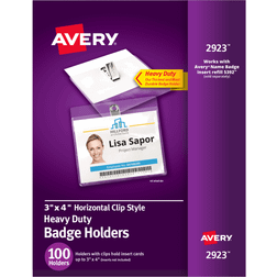 Avery Clip On ID Badge Holders, Clear, 100/Box (2923) Quill