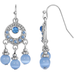 1928 Jewelry Catseye Chandelier Earrings - Silver/Blue