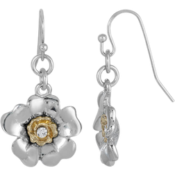1928 Jewelry Flower Drop Earrings - Silver/Gold/Transparent