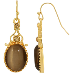 1928 Jewelry Oval Drop Earrings - Gold/Brown