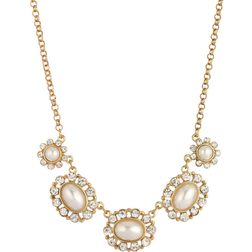 1928 Jewelry Link Collar Necklace - Gold/White/Transparent