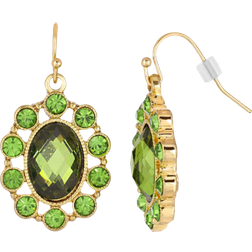 1928 Jewelry Oval Drop Earrings - Gold/Green