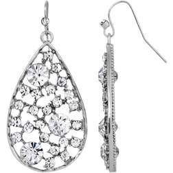 1928 Jewelry Pear Drop Earrings - Silver/Transparent