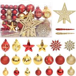 vidaXL 108 Piece Christmas Bauble Set Gold and Red Christmas Tree Ornament