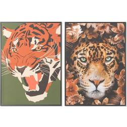 Dkd Home Decor Painting S3013690 Canvas Tiger Modern (52 x 2,7 x 72 cm) (2 Units) Maleri