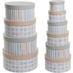 Dkd Home Decor Set of Stackable Organising Boxes Circular Multicolour Cardboard (37,5 x 37,5 x 18 cm) Oppbevaringskurv