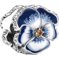 Pandora Pansy Flower Charm - Silver/Blue/White/Orange/Transparent