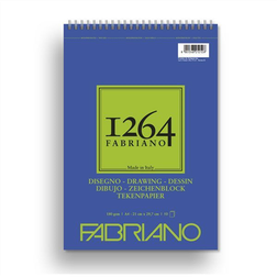 Fabriano tegneblok F-1264 A4 (210×297 mm) 50 ark, gramvægt 180. Arkene er spiralbundne og mikroperforerede