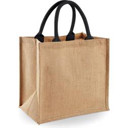 Westford Mill Jute Mini Tote Shopping Bag (14 Litres) (One Size) (Natural/Black)