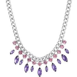 1928 Jewelry Link Statement Necklace - Silver/Pink/Blue