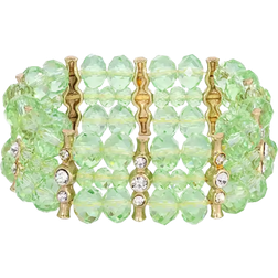 1928 Jewelry Stretch Bracelet - Gold/Green/Transparent