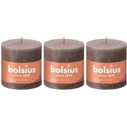 Bolsius 3x Rustic Pillar Rustic Taupe Home Holiday Stearinlys