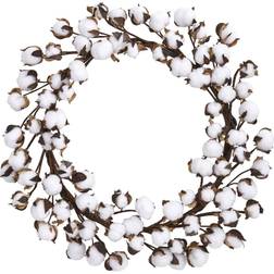 Nearly Natural 20" Cotton Ball Wreath White