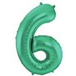 Folat Green Metallic Matte Foil Balloon Number 6 86 cm, Unique Waist, 65916