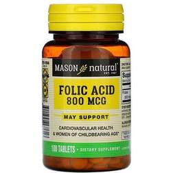 Mason Natural Folic Acid, 800 mcg, 100 Tablets 100