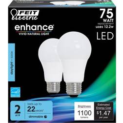 Feit Electric 75W Enhance A19 5000K Dimmable LED Bulb 2pk