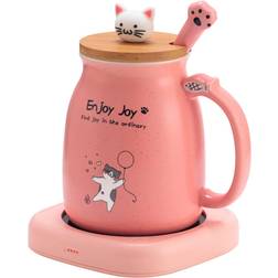 Bsigo Smart Coffee Mug Warmer & Cute Cat Mug Set Serving 2