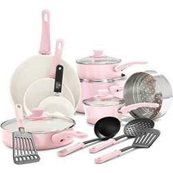 GreenLife Soft Grip Cookware Set with lid 16 Parts