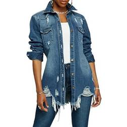 LaiyiVic Winter Long Sleeve Classic Distressed Butterfly Jean Trucker Jackets