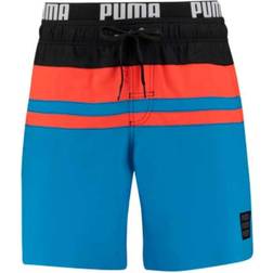 Puma Men's Swim Heritage Stripe Mid-Length Shorts - Blue Combo