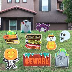 Party Decorations Friendly Halloween Corrugate Yard Stake Signs 9pcs