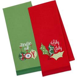 DII Jingle for Joy Embroidered Dishtowel 18x28" 2pcs