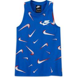 Nike Girl's Sportswear French Terry Printed Tank Top - Game Royal/White