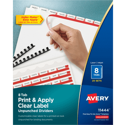 Avery Print and Apply Index Maker Clear Label Unpunched Dividers, 8-Tab, AVE11444
