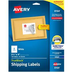 Avery Shipping Labels with TrueBlock Technology, 3-1/3 x 4, White, Ink Jet, 150/Pack