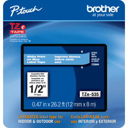 Brother P-touch TZe-535 Label Maker Tape, 0.47"W, Blue/White Blue