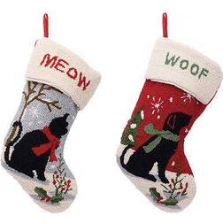 GlitzHome Cat & Dog Design Hooked Stocking 2-Pack Stocking 20" 2