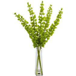 Nearly Natural Bells of Ireland Silk Arrangement in Pyramid Glass Green Artificial Plant