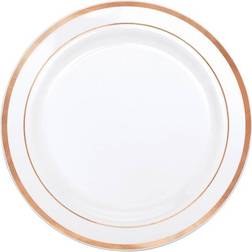 Amscan Premium Party Plate White with Rose Gold Trim (430547)