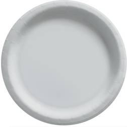 Amscan Round Paper Plates, 8-1/2” Silver, Pack Of 150 Plates