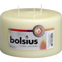 Bolsius Ivory 3 Wick Pillar 4X6 Inch Unscented Dripless Smoke Free Large Round Wedding Party Emergency Household Decoration Scented Candle