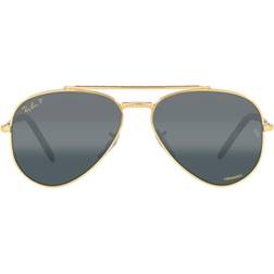 Ray-Ban Unisex Polarized Sunglasses, New Aviator 62 Legend Gold-Tone