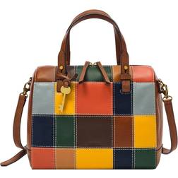 Fossil Women's Rachel Satchel Purse Handbag - Brown Patchwork