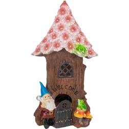 Northlight Seasonal 14in. Gnome Tree House Garden Statue Brown