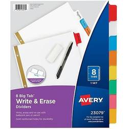 Avery & Erase Big Tab Paper Dividers, 8-Tab, Multicolor, Letter