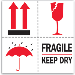 Tape Logic® Preprinted International Safe-Handling Labels DL4420 Fragile Keep Dry Of